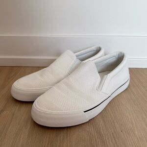 Zara Men's White Slip-On Canvas Loafers